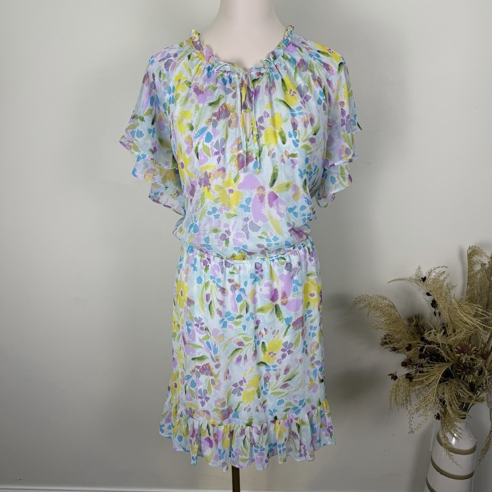 LC Lauren Conrad Floral Dress Plus 1X NWT Pastel Ruffle Boho Wedding Guest
